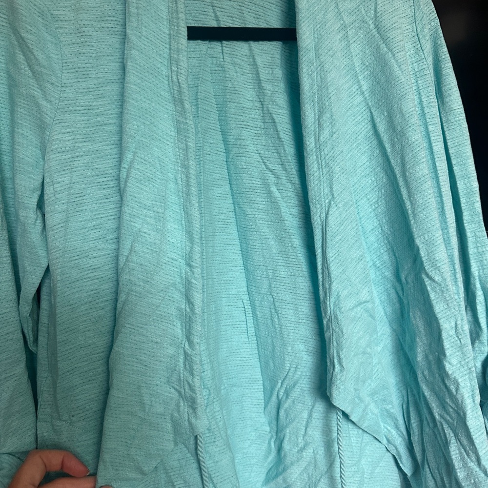 Talbots Blue Cardigan with Drawstring - Picture 6 of 7